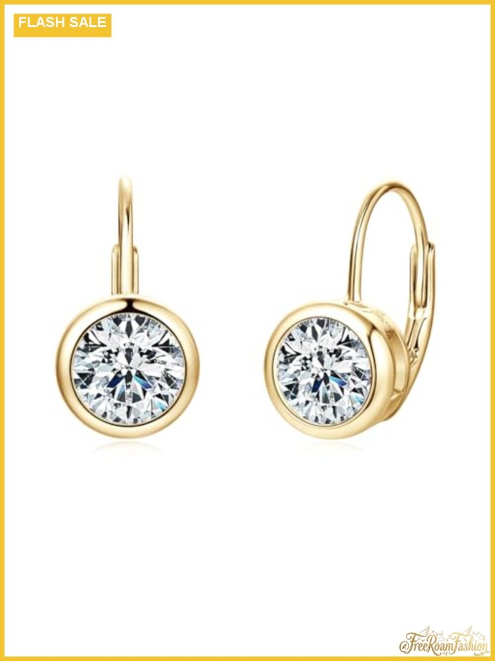 Moissanite Hoop Earrings 925 Sterling Silver Bezel Set Leverback Drop
